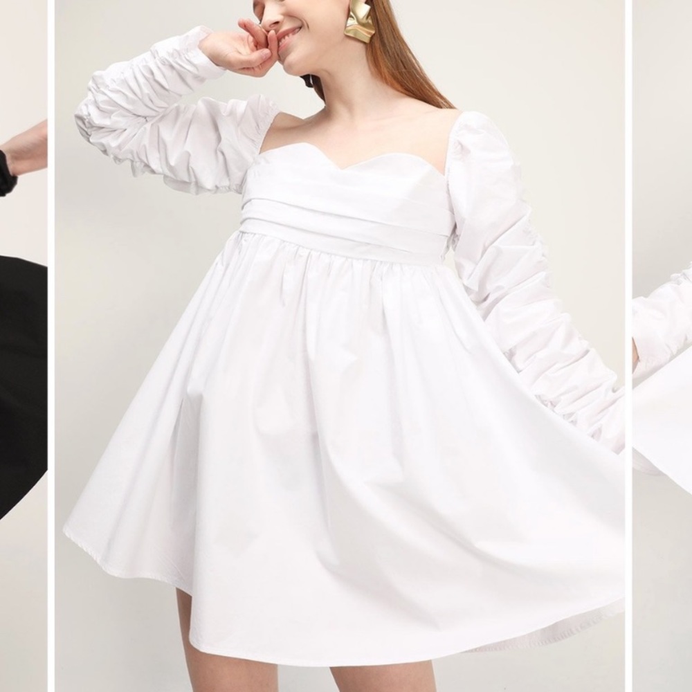 STORETS Jane Shirred Puff Sleeve Dress